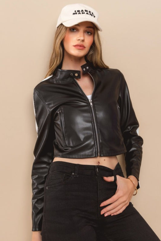 Vegan leather moto jacket