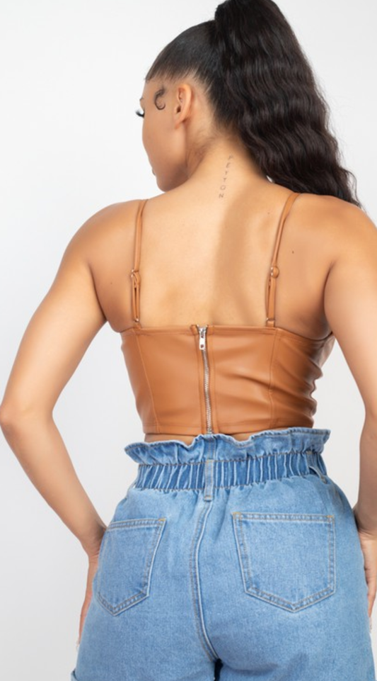 Faux leather bustier tank - Tresha's Treasures