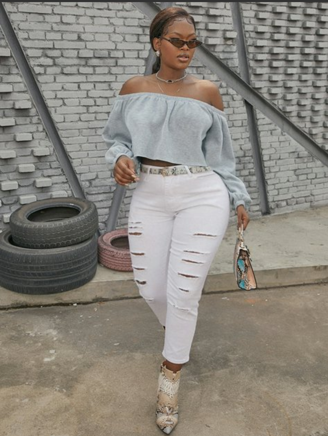 Off the Shoulder Crop sweatshirt - Tresha's Treasures