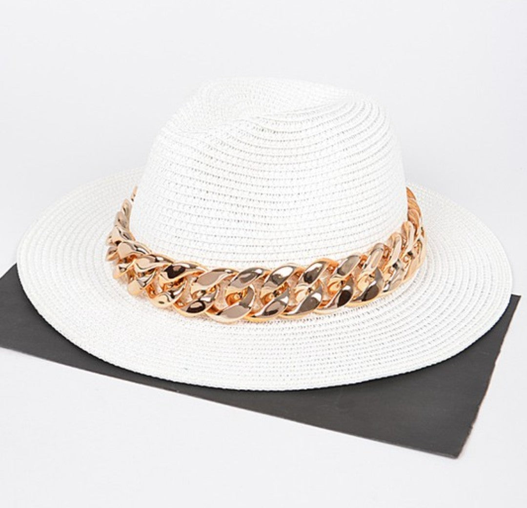 Fedora hat with removable chain - Tresha's Treasures