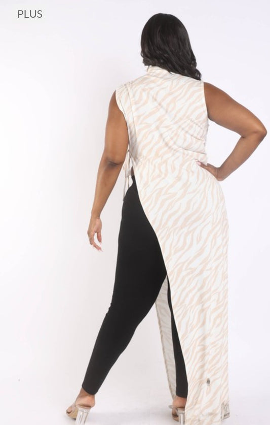 Asymmetrical Zebra Print Sweater